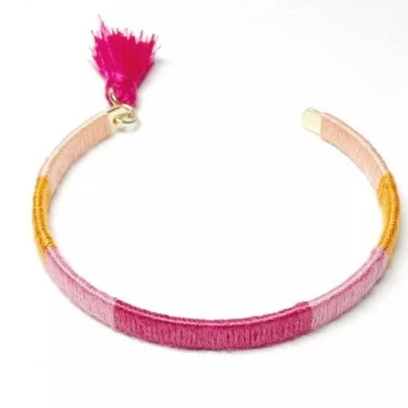 Inc Gold-Tone Tassel Charm Color-Block Thread-Wrapped Bracelet New - Picture 1 of 4